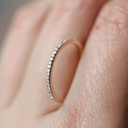 Wedding Engagement Thin Rings For Women Micro Pave Zircon Crystal Dainty Ring for Girls Fashion Jewelry All Size Wholesale R133