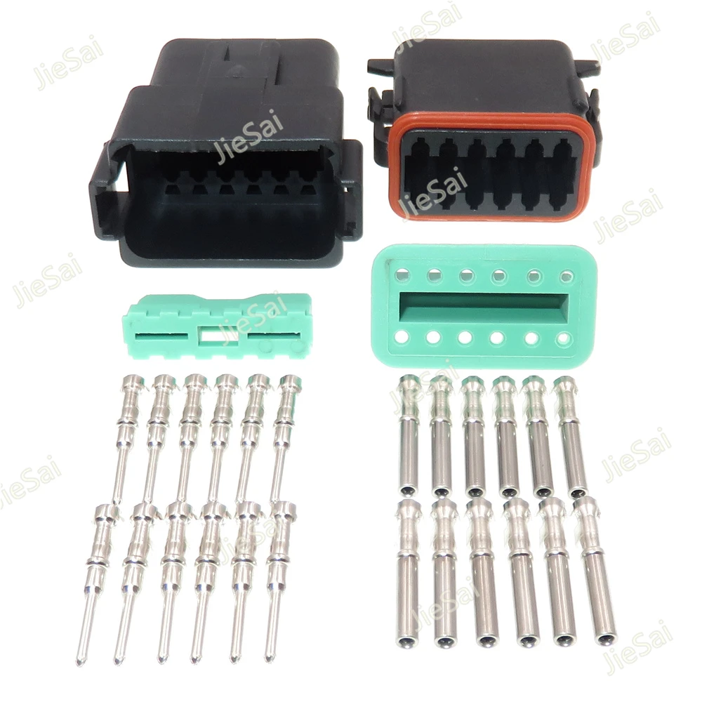 12 Pin Auto Sealed Wire Socket For Excavator Crane 1.6 Series DT04-12P DT04-12S Car Window Waterproof Wiring Connector