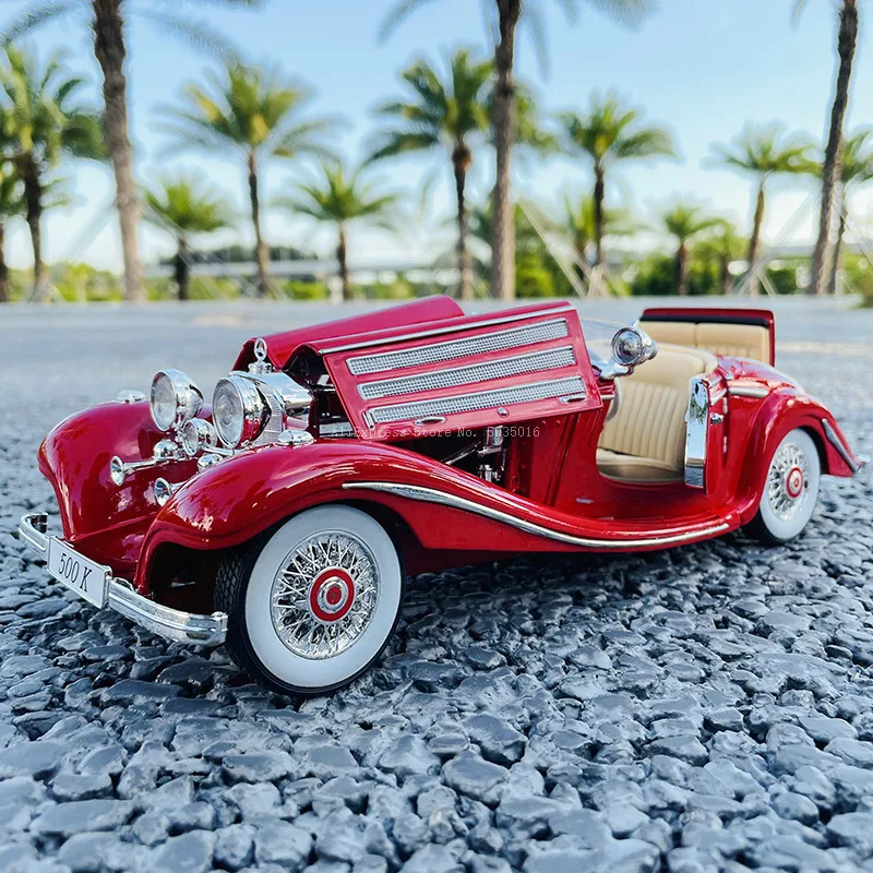 Maisto 1:18 Mercedes 500K 1936 classic Red car Alloy Retro Car Model Classic Car Model Car Decoration Collection gift