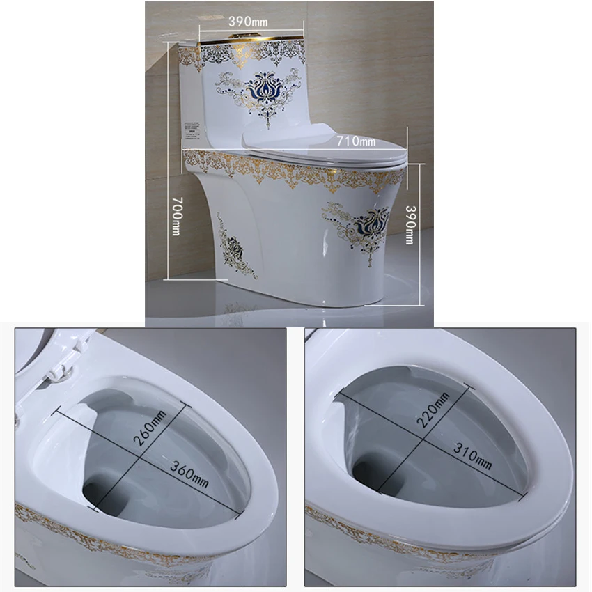 M22155 Household Ceramic Toilet Small Floor Type One Piece Luxury Toilet Creative Adult Bathroom Seat Flushing Siphon Toilet