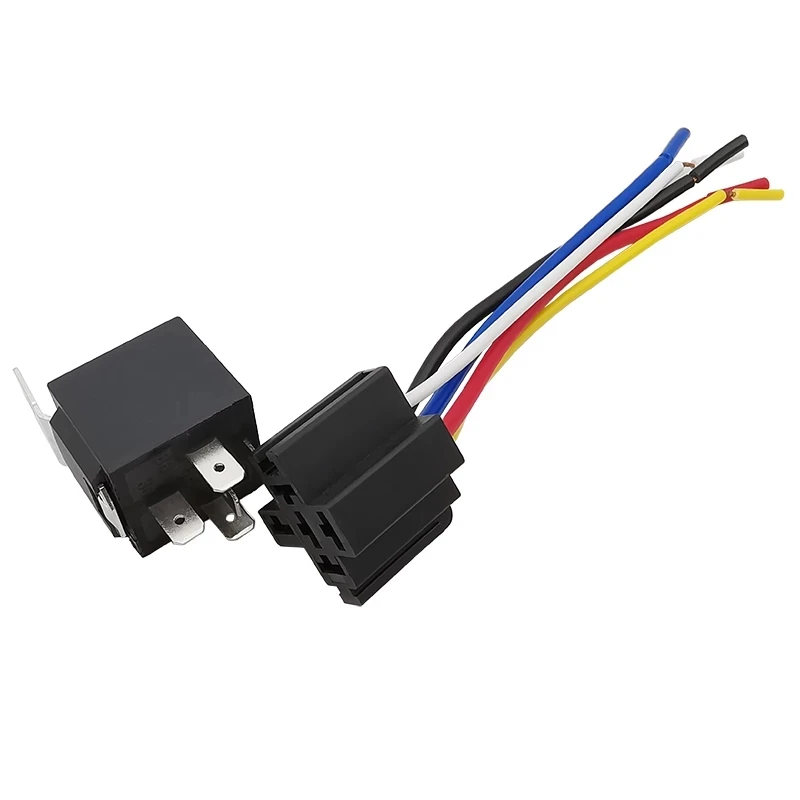 1Pcs JD1914 Car Relay 12V 40A 5 Pin Waterproof Automotive Relay With Black Red Copper Terminal Auto Relais with 5-Wire Socket