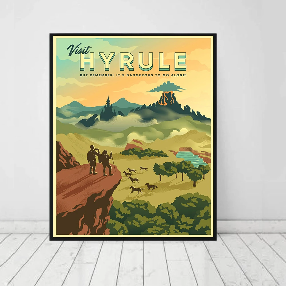 Visit Hyrule But Remember Its Dangerous To Go Alone Travel Poster Decor Prints Wall Art Canvas Pictures for Living Room Painting