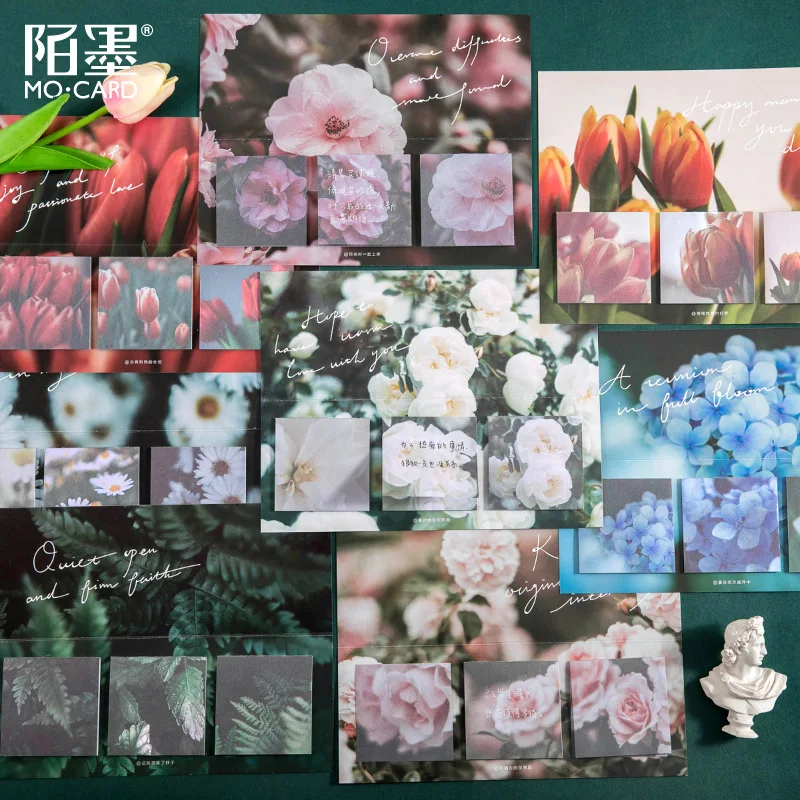 60 Sheets/pack Rose Daisy Flower Bloom Planner Sticky Memo Pad Notes Bookmark Mini Notepad Kawaii Stickers