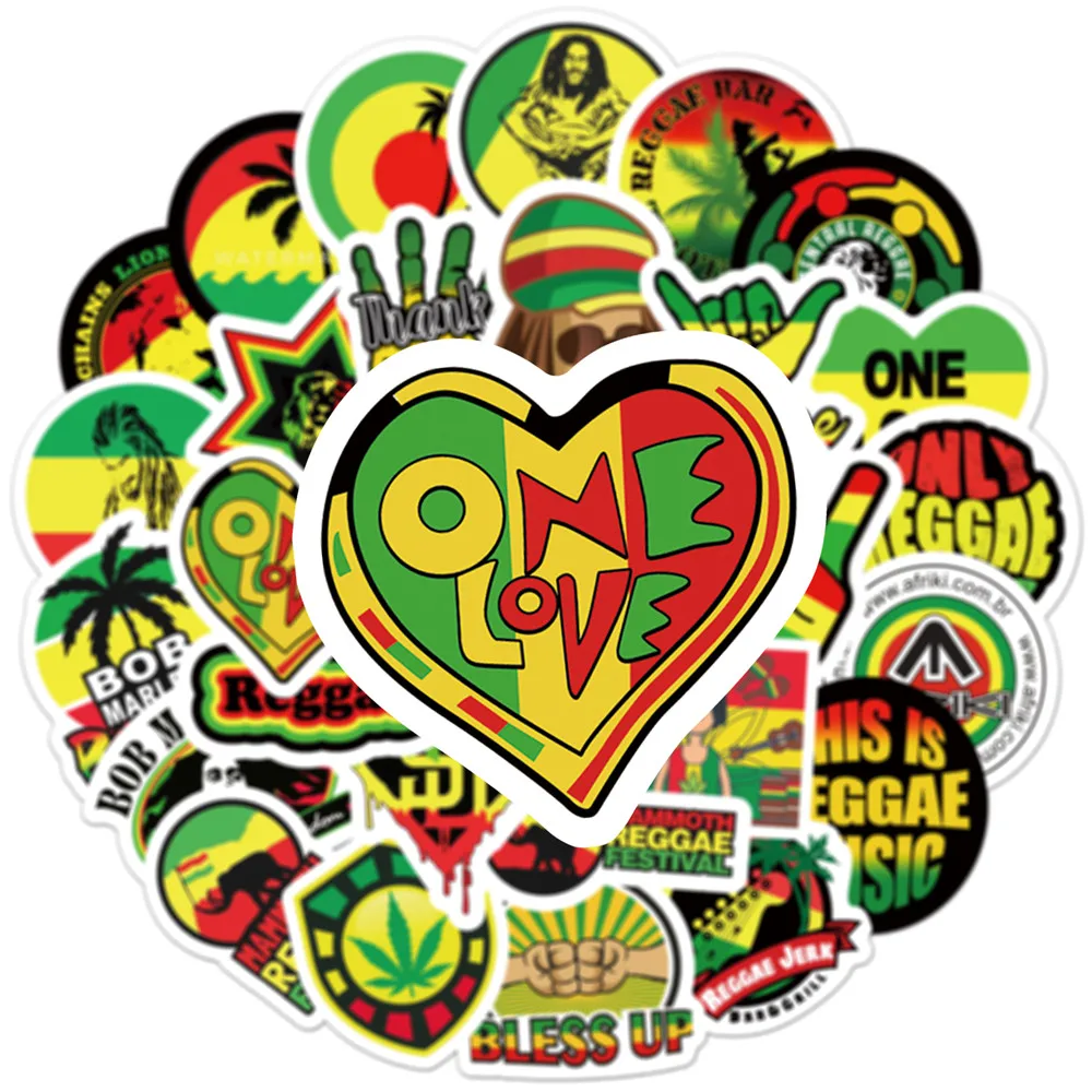 10/30/50PCS Cool REGGAE Graffiti Stickers Aesthetic Laptop Water Bottle Guitar Waterproof DIY Decal Sticker Packs Kid Toy