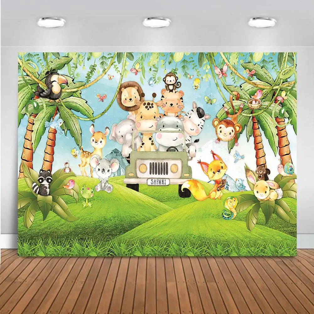 Safari Backdrop Safari Wild One Baby Shower Birthday Decoration Jungle Woodland Animal Background