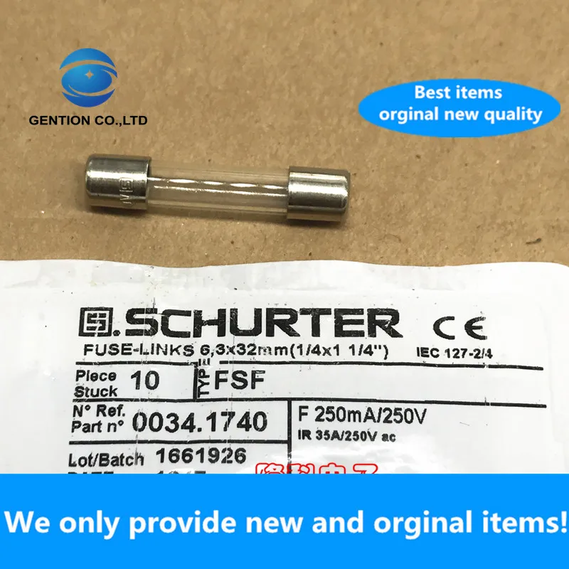 

10PCS 100% New original F250mA 0.25A 250V 0034.1740 FSF fuse imported SCHURTER Shute 6.3X32