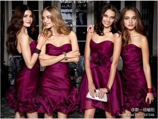 

free shipping 2014 new fashion vestidos formal robe de soiree casamento elegant short mini bridal party gown Bridesmaid Dresses