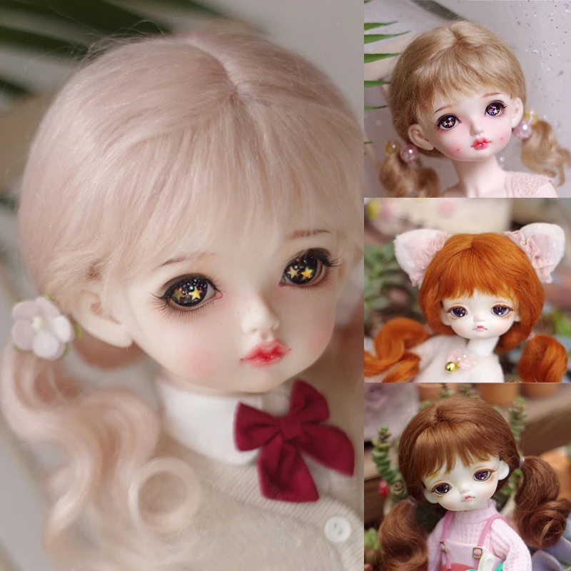 

D03-P597 children toy BJD DD SD MSD 1/6 1/4 1/3 doll's Photo props Accessoriess Orange soft double braid ponytail 1pcs