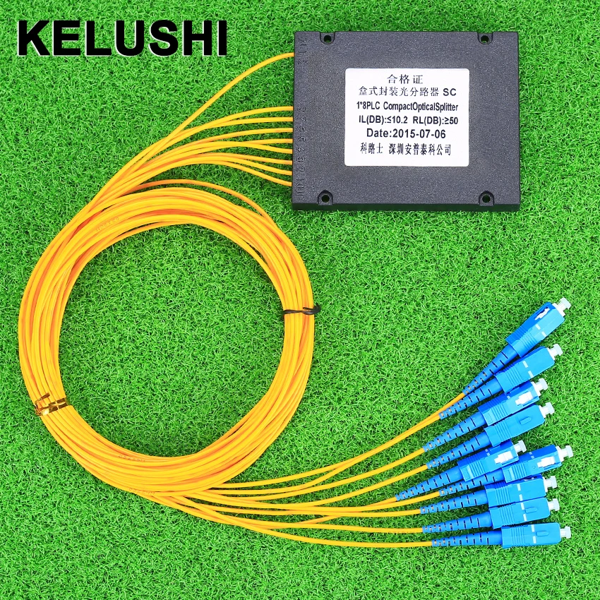 

KELUSHI Optical Fiber Branching Device 1 points 8 Telecom PLC Cassette Optical Splitter with SC Optical Splitter GPON Planar