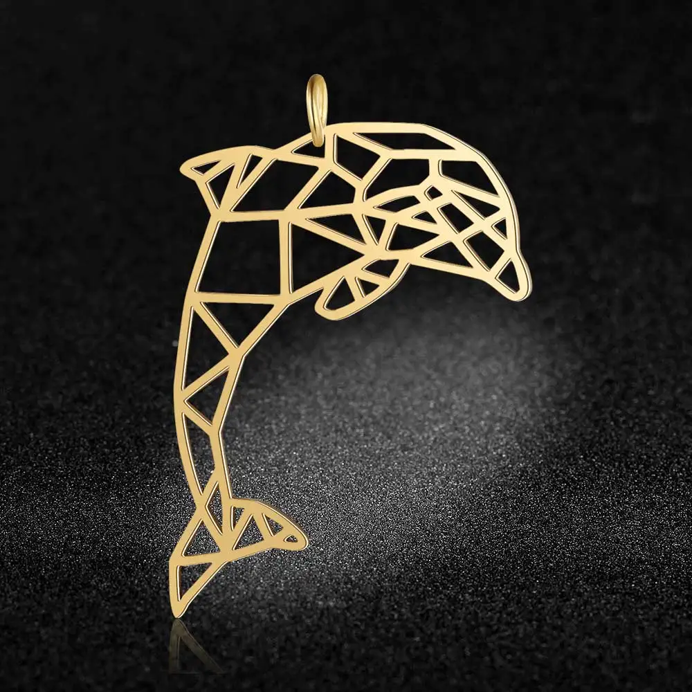 5pcs/lot 316 Stainless Steel Large Whale Tail Dolphin DIY Connector Charm Pendants Wholesale Pendant for Necklace Never Tarnish