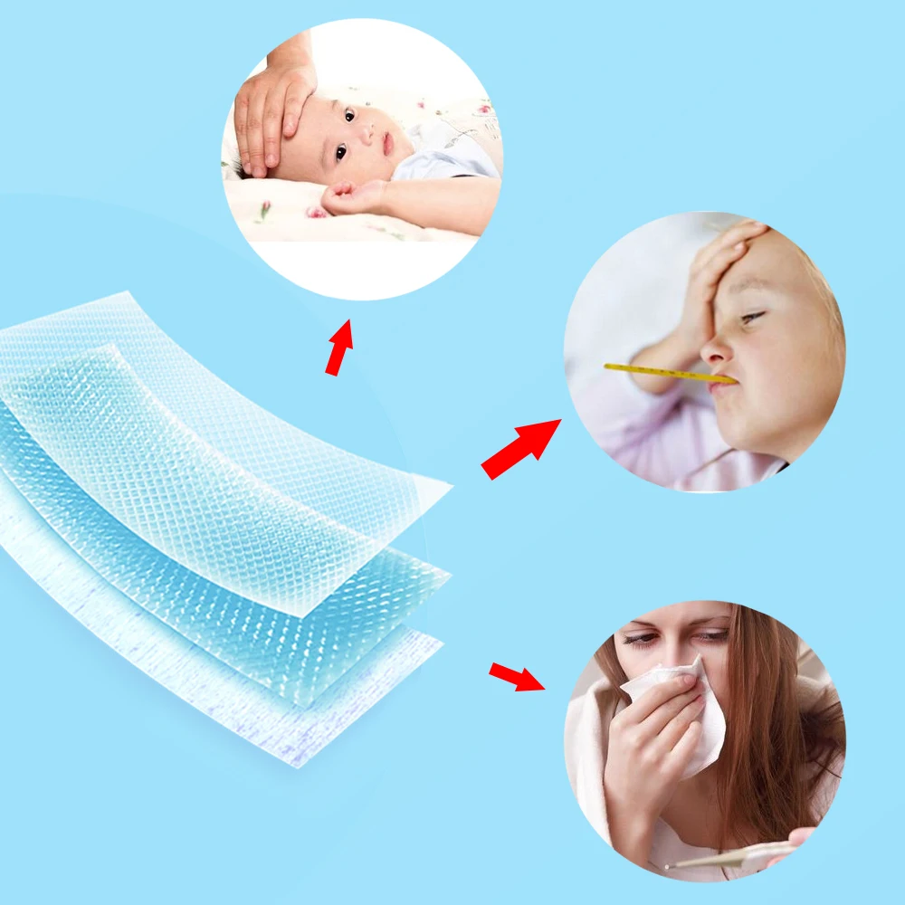 10pcs/lot 2020 Lower Temperature Medical Cooling Patches Baby Fever Down Plaster Migraine Headache Pad Ice Gel Polymer Hydrogel