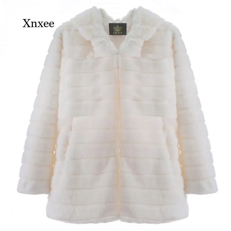 Bontjassen Winter Dikke Warme Faux Fur Jas Vrouwen Hooded Lange Mouwen Faux Fur Jacket Luxe Fall Kleding Overjas