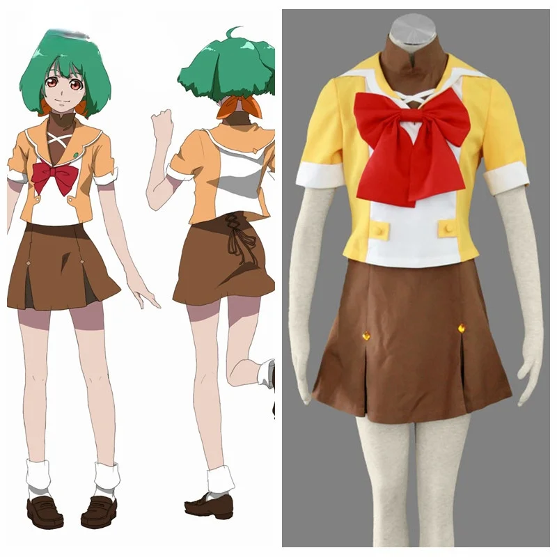 

Anime Macross Frontier Mihoshi Academy Matsuura Nanase Uniform Halloween Cosplay Yellow Dress