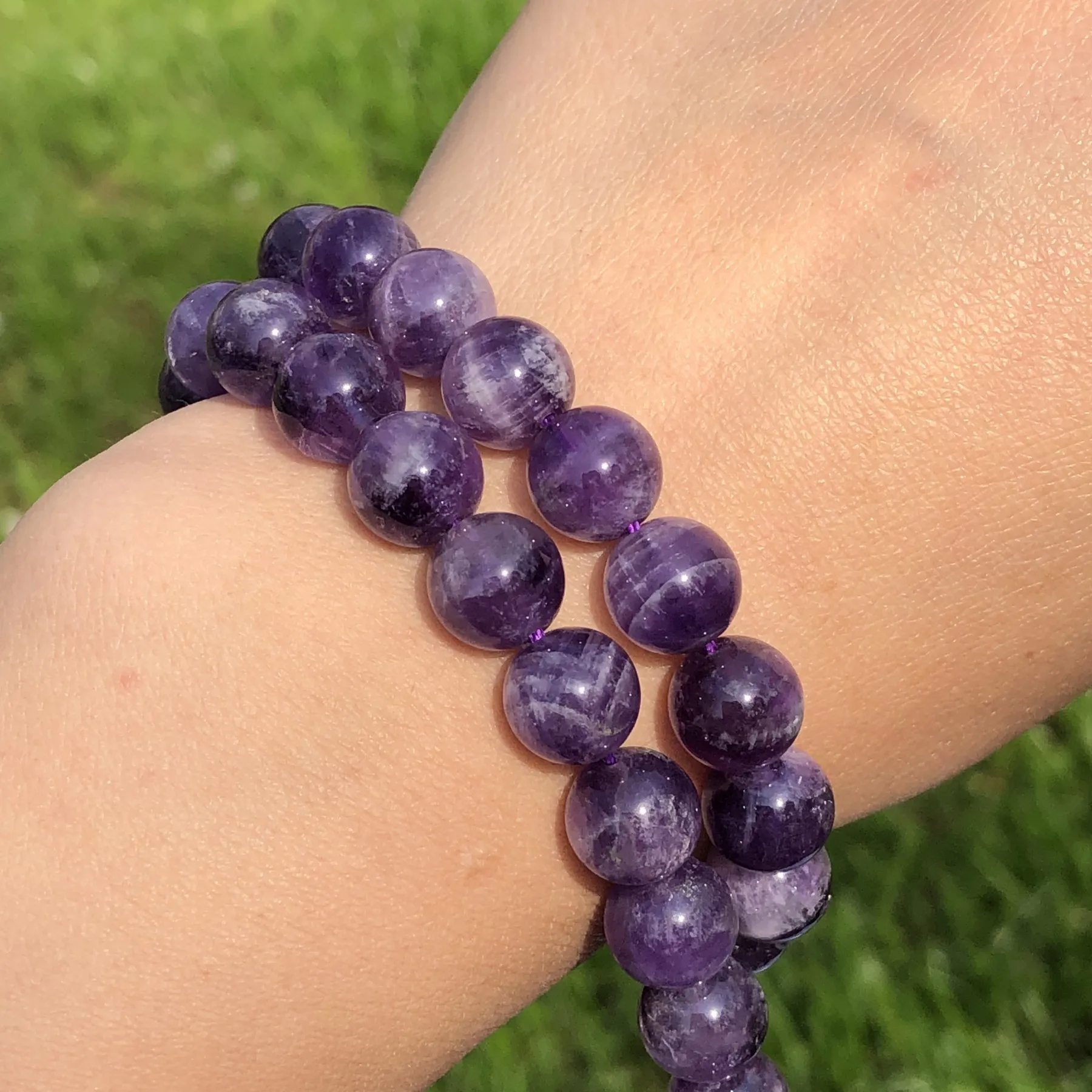 Imagen 4: Cuentas de amatistas y cristales morados de ensueño de piedra Natural, cuentas espaciadoras sueltas redondas para fabricación de joyería, pulsera DIY para mujer de 4/6/8/10/12mm