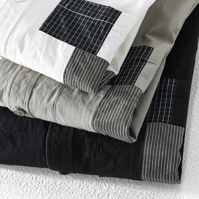 Designer Langarm Patchwork Baumwolle Shirts Für Männer Mode Lässig Marke Bequeme Tops Kleidung Camisa Masculina Chemise