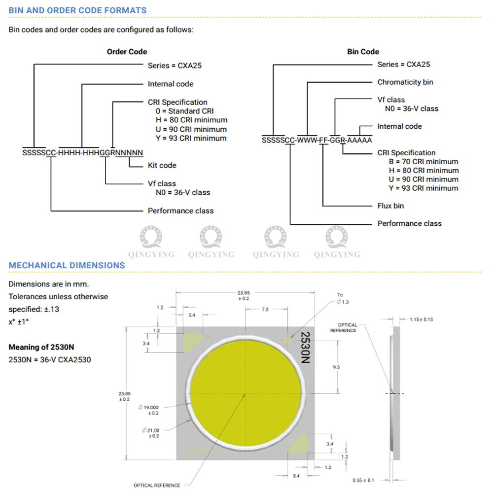 10pcs-20pcs Original CXA 2530 CXA2530 CRI Ra80 Ra90 Warm White 3000K 3500K 4000K 5000K 60W COB LED Emitter Lamp Chips Light