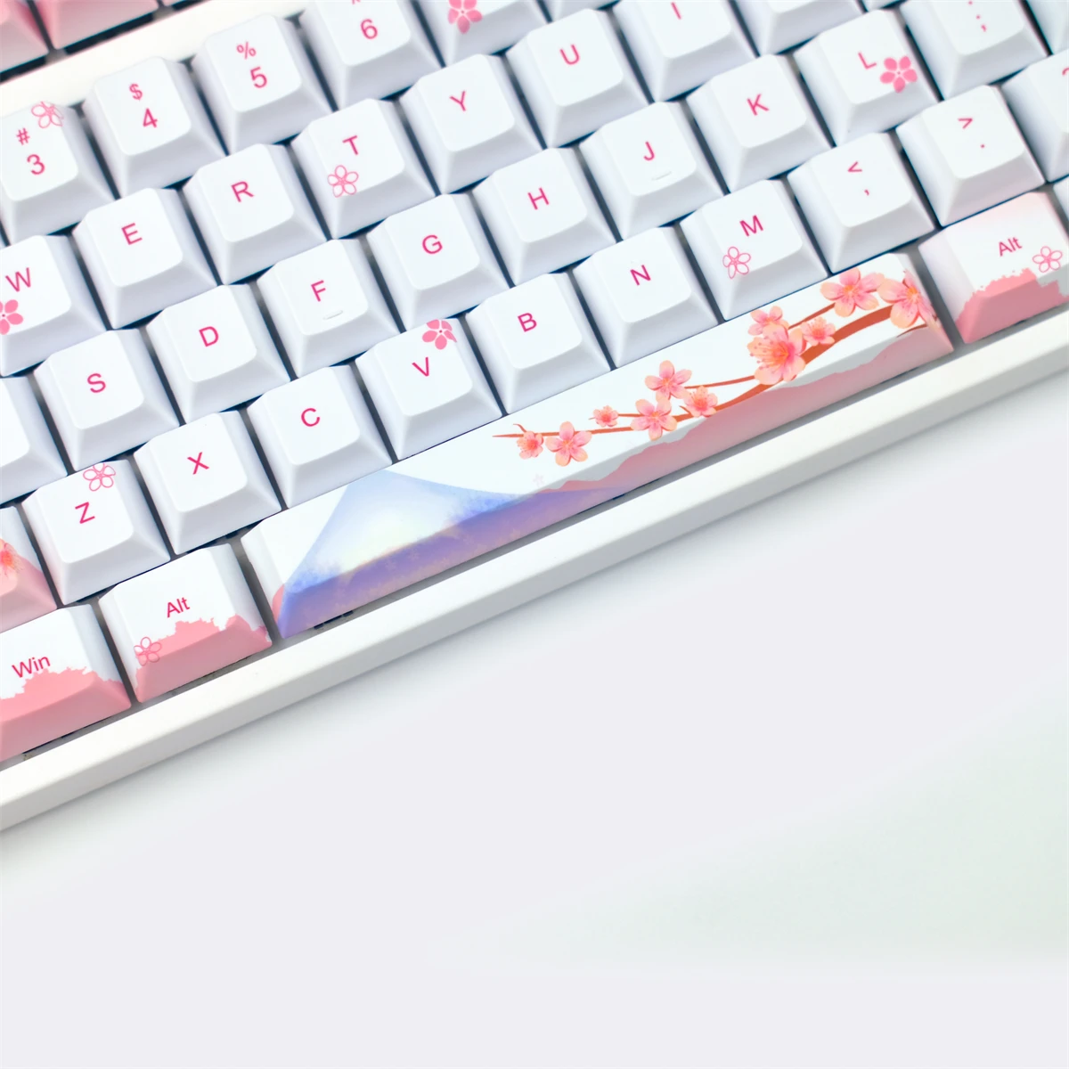 108 Keys Sakura Keycaps PBT 5 Face No Root Dye-Sublimation Keycap Cherry Profile For GH60 64 68 84 96 87 104 Layout Keyboard
