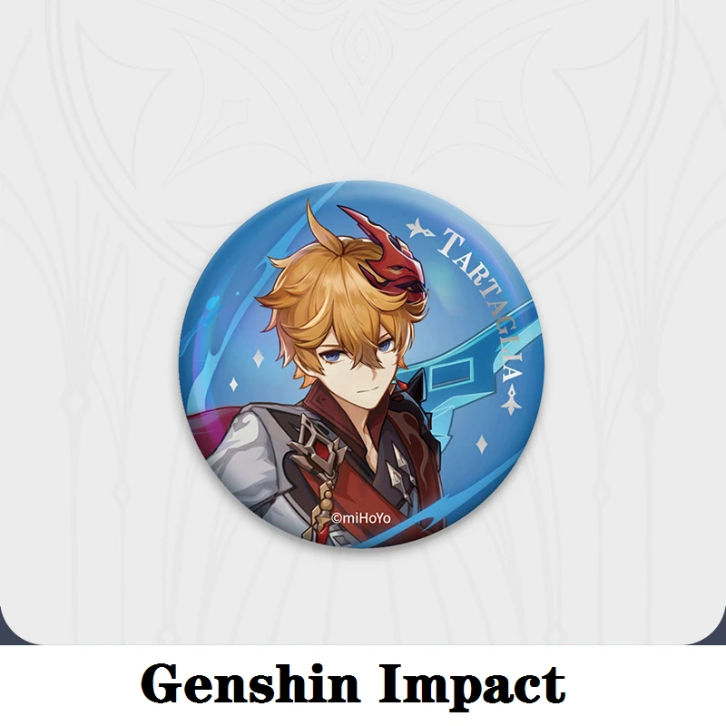 Genshin – accessoires de Cosplay, Badge métallique, bouton Laser, Halloween, en fer blanc