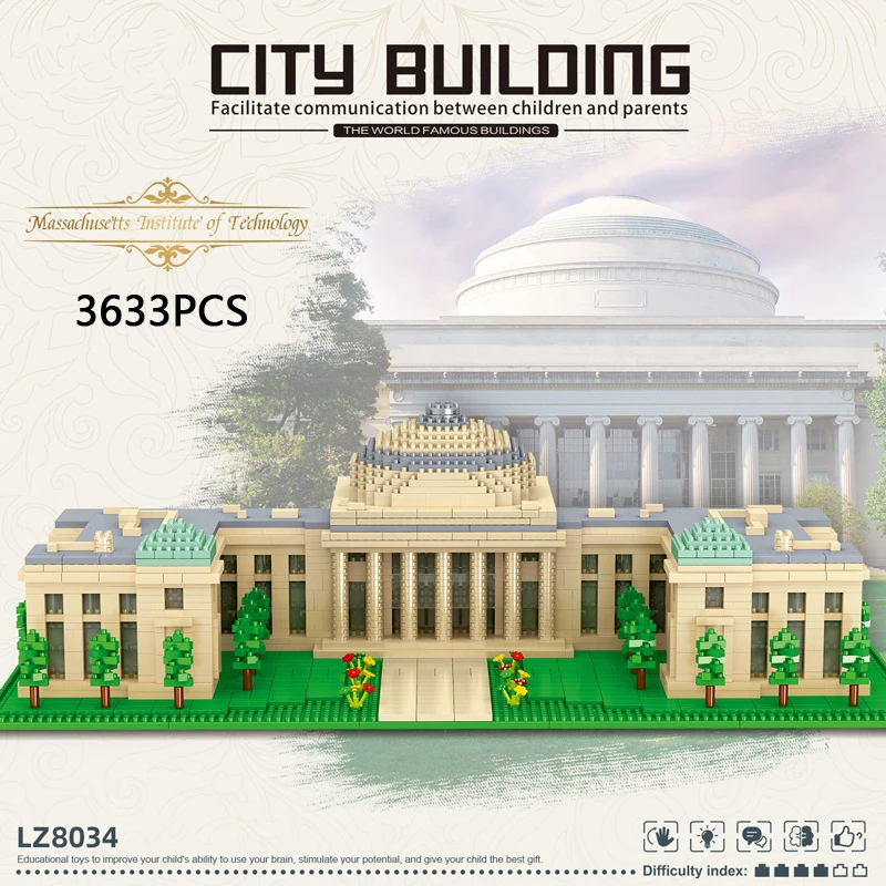 USA International Famous School Architecture Nanobrick Massachusetts Institute Of Technology Micro Diamond Block Build Brick Toy