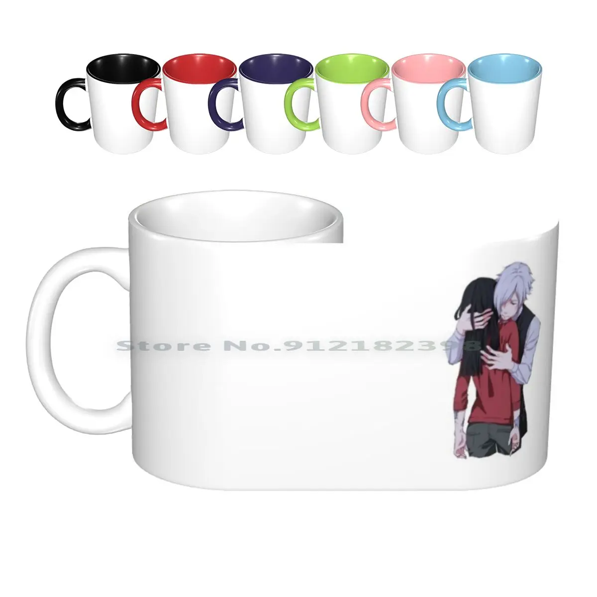 Decim Hugging Chiyuki Ceramic Mugs Coffee Cups Milk Tea Mug Anime Manga Death Parade Fancy Thriller Horror Anniversary