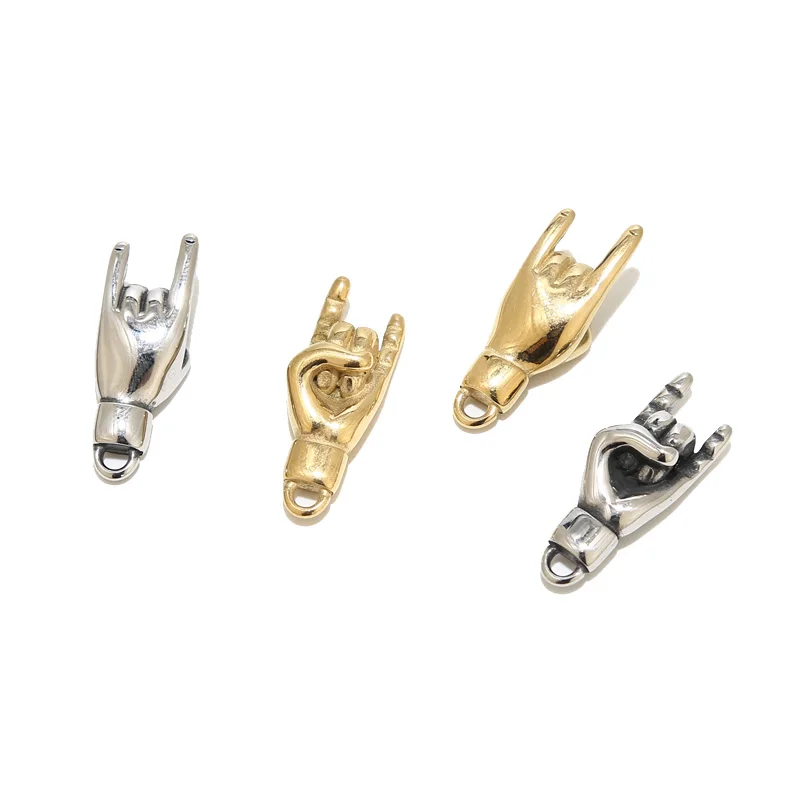 3pcs Stainless Steel Good Luck Hand Symbol Charm Pendants for DIY Jewelry Making Findings Accessories Top Quality