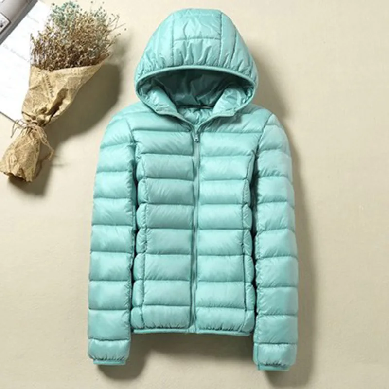 S- 4XL Winter Women Ultra Light Duck Down Jacket Women Long Sleeve Jackets Warm Hooded Coat Parka Female Outwear Plus Size