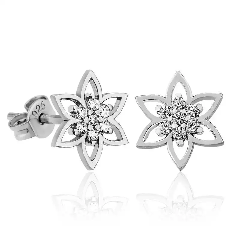 Silver Crystal Flower Women 'S Earrings 925 Sterling Women for Jewelry Wedding Party Birthday Gift - Box - Fashion - Girl - Special Days