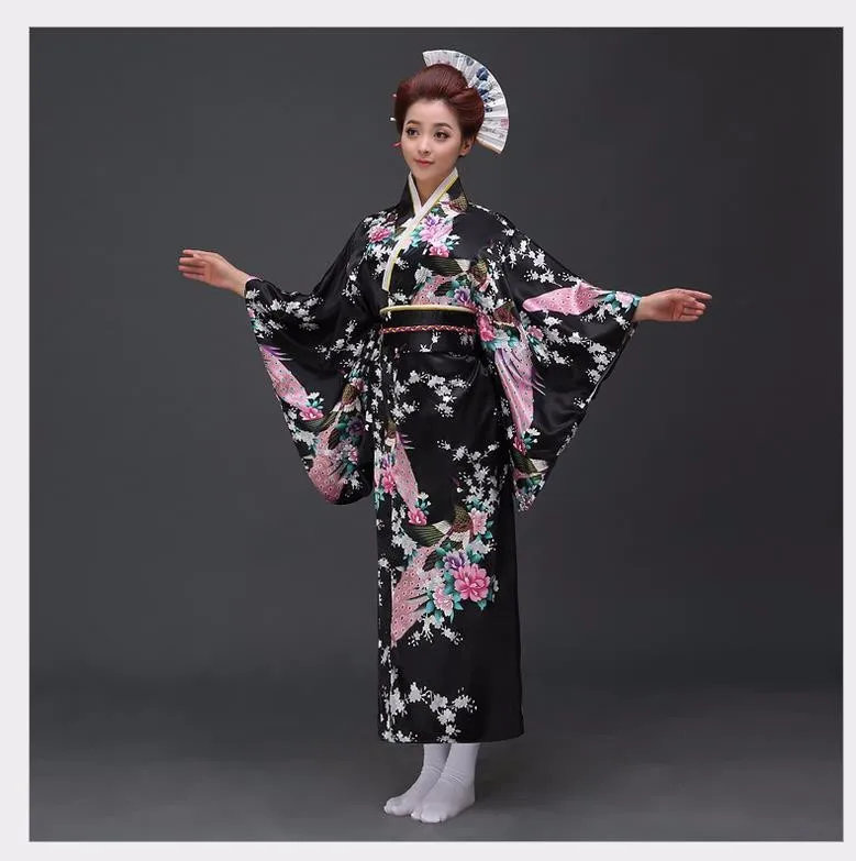 Lake Blue National Trends Women Sexy Kimono Yukata With Obi Novelty Evening Dress Japanese Cosplay Costume Floral One Size