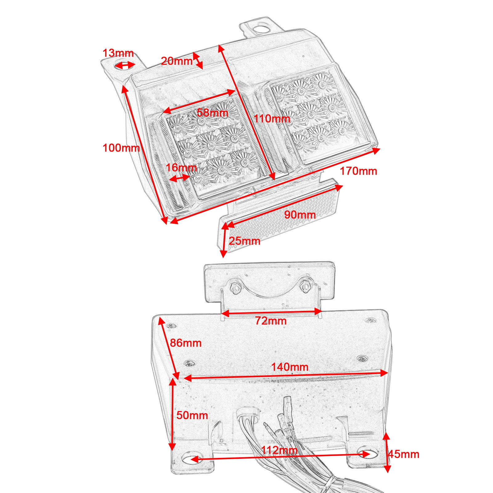 For DUCATI Superbike 916,916 SP,748,748S,748R,996,996S,996R,998,998S,998 SP,998R Tail Light Brake Assembly LED Rear Tail Lights