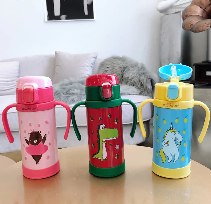 

300ml Baby Animal Feeding Cup Stainless Steel Milk Thermos for Children Insulated hot water Bottle leak-poof thermal Cup