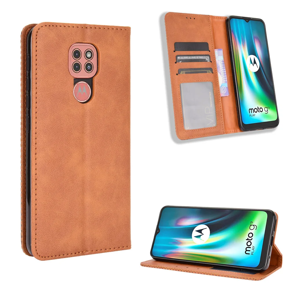 For Moto G9 Play Case Premium Leather Wallet Leather Flip Case For Motorola Moto G9 Play Phone Case for G 9 G9Play