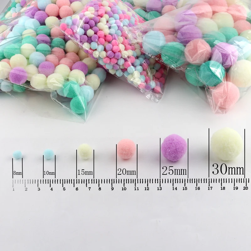 Pompon colorati 20mm Soft Pom Poms palla di pelliccia 2cm Pompon arti giocattoli artigianato abbigliamento fai da te cucito forniture in tessuto