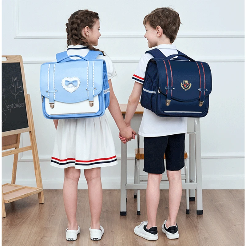 POOLOOS Large Capacity New Design School Bag Leather Waterproof Backpack For Boys Girls Back To School Season Toddle Mochila