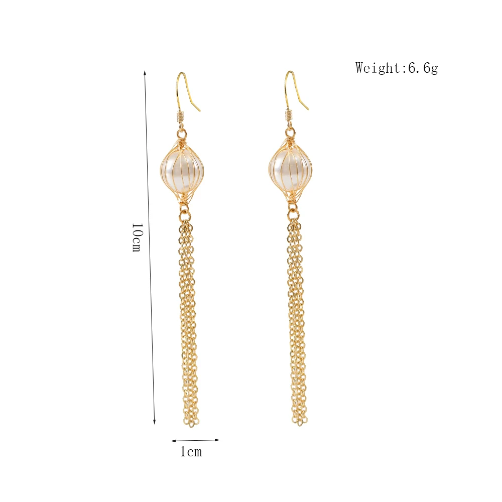 LANFLORA fashion women tassel earrings handmade Imitation Pearl earrings  copper alloy earrings free shipping