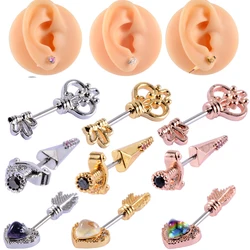 1Pc Key Earring Sword Ear Tragus Helix Cartilage Stud Lobe Piercing Heart Wing Ear Barbells with 20gX6mm Shaft Body Jewelry