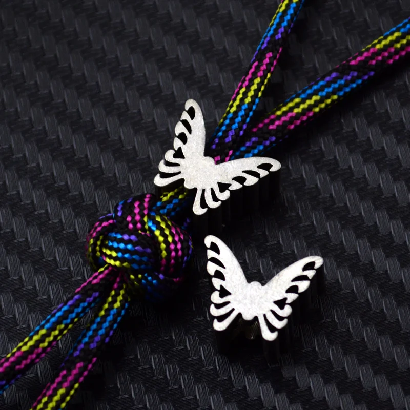 Butterfly Titanium Alloy Brass Knife Lanyard Pendants EDC Tools Mobile Umbrella Rope Bead Gadgets Keyring Paracord Accessories - Image 3