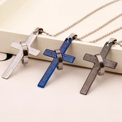 NEW Fashion Stainless Steel Pendant Christian Bible Prayer Cross Pendant Men Necklace Charming Gifts Jewelry Gifts 2024