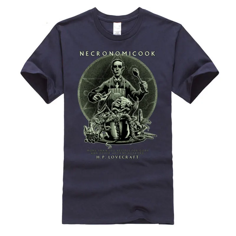 Necronomicook Lovecraft Cthulhu Tshirt Cheap Men's Fashion Printed T-Shirt Pure Cotton Comfortable Tee-Shirts Christams Day