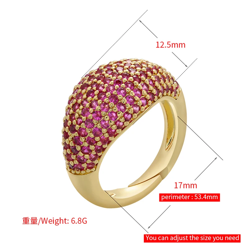 ZHUKOU 2021 NEW creative gold color Ring For Women rainbow rings women Finger Rings Fashion jewelry wholesale VJ77