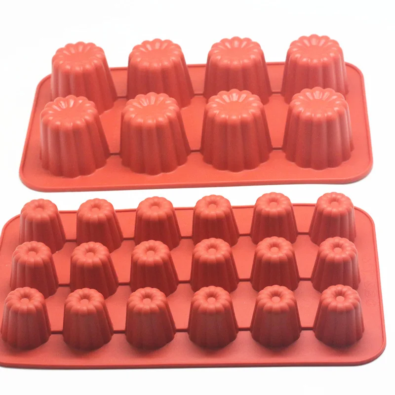 8/18 Cavity Silicone Mold Canneles Bordelais Fluted Cake Mold Muffin Cupcake Baking Tray Dessert Pastry Cake Decorating Tools