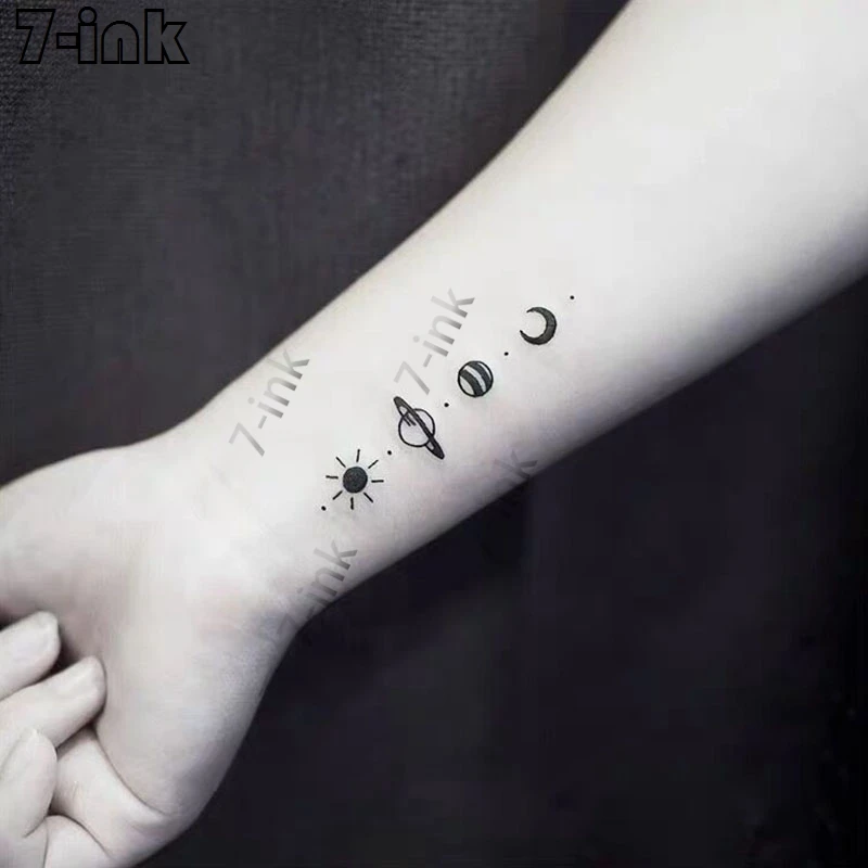 

Water Transfer Tattoo Sticker Cute Lovely Sun Moon Saturn Art Waterproof Temporary Tatoo Flash Fake Tatto for Women Men kids