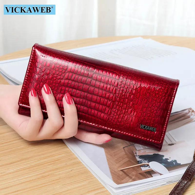 Free Gift Women Leather Wallet Classic Alligator Hasp Long Wallets Female Cards Holder Clutch Bag Fashion Cowhide Ladies Purses