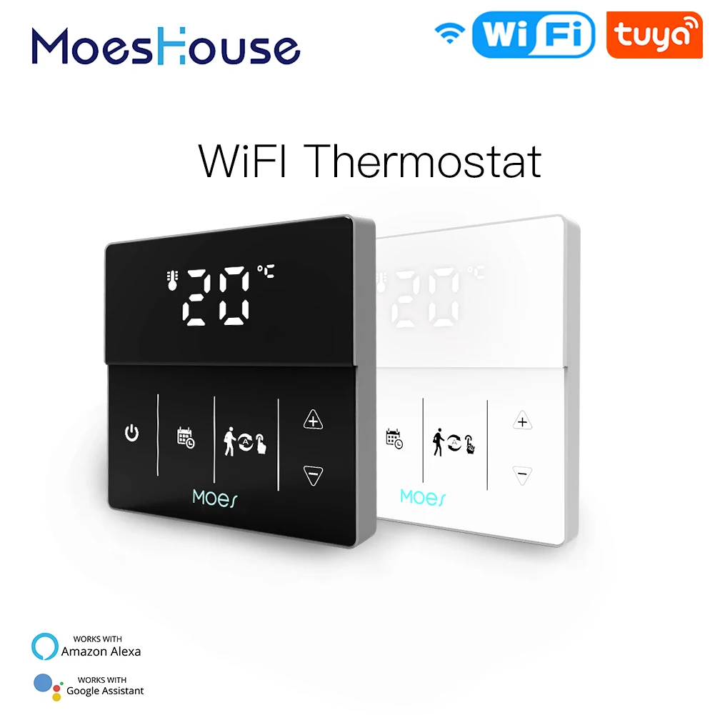 

Умный термостат MoesHouse с Wi-Fi для газового бойлера, устройство для управления электрическим подогревом пола, регулируемая цветная лампа с логотипом, умное управление через приложение