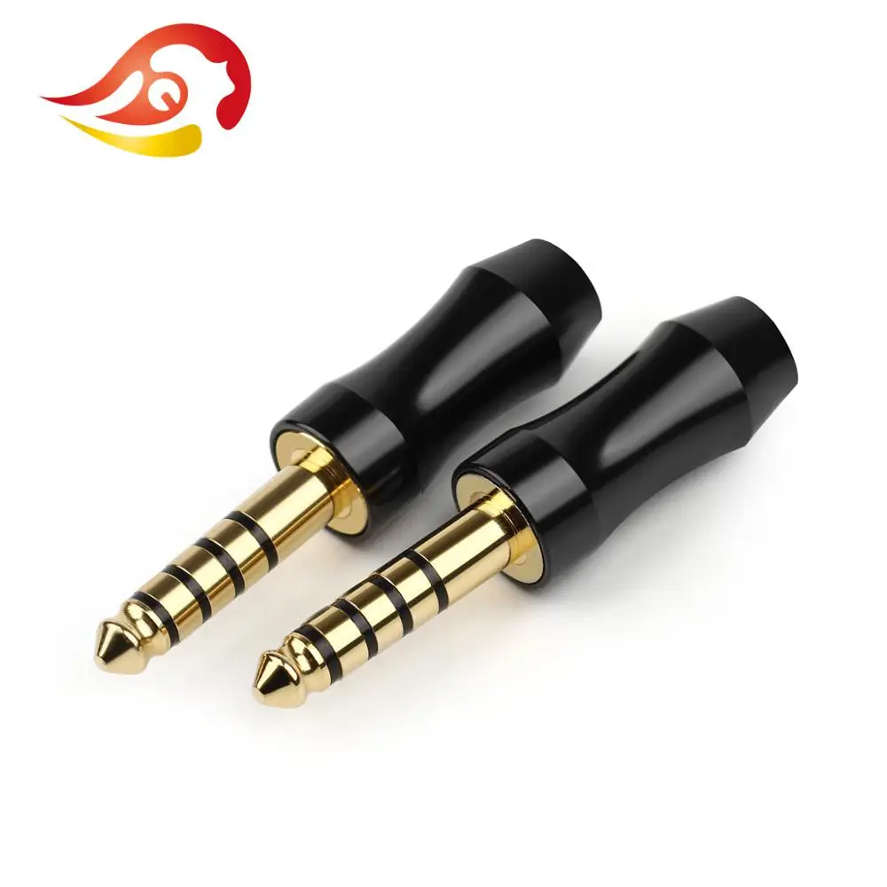 QYFANG 4.4mm 5 Pole Stereo Earphone Plug Rhodium/Gold Plated Copper Balance Audio Jack Wire Connector HiFi Headset Metal Adapter