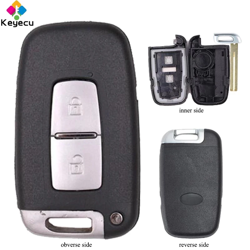 KEYECU Smart Remote Car Key Shell Case With Uncut Blade 2 3 4 Buttons Fob for Hyundai Equus Genesis Veloster Elantra Sonata