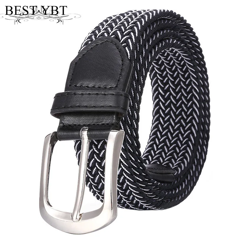 

Best YBT Men's And Women's Canvas Belt Alloy Pin Buckle Stretch Belt Casual Cowboy Pants Unisex Fashion Weaving Belt