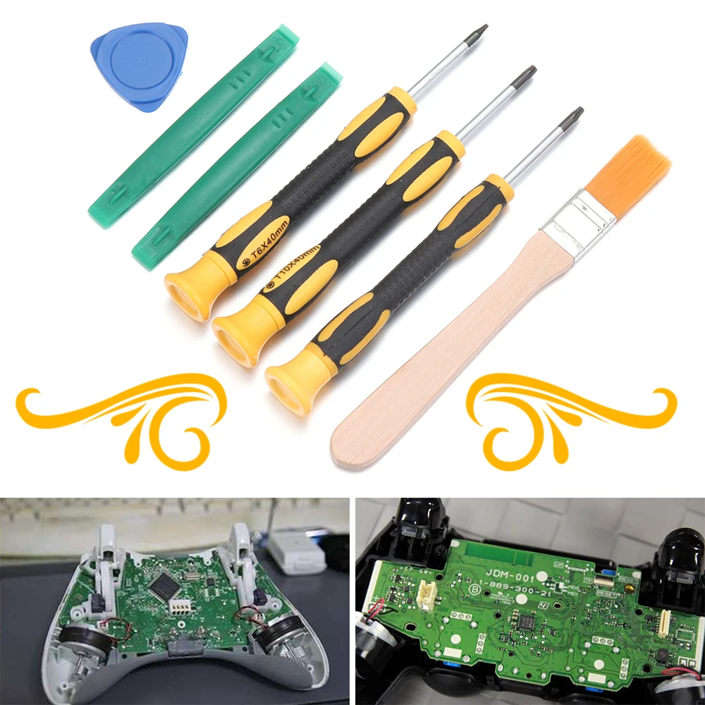 NEW HOT 7Pcs Gamepad Controller Screwdriver Tool Joystick Cleaning Repair Kit Set for Xbox One /360  For PS3 /PS4 Controller