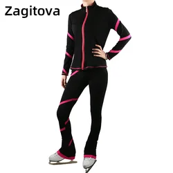 Figure Skating Suits Jacket and Pants Long Trousers for Girl Women Training Practice Ice Sports Warm Gymnastics