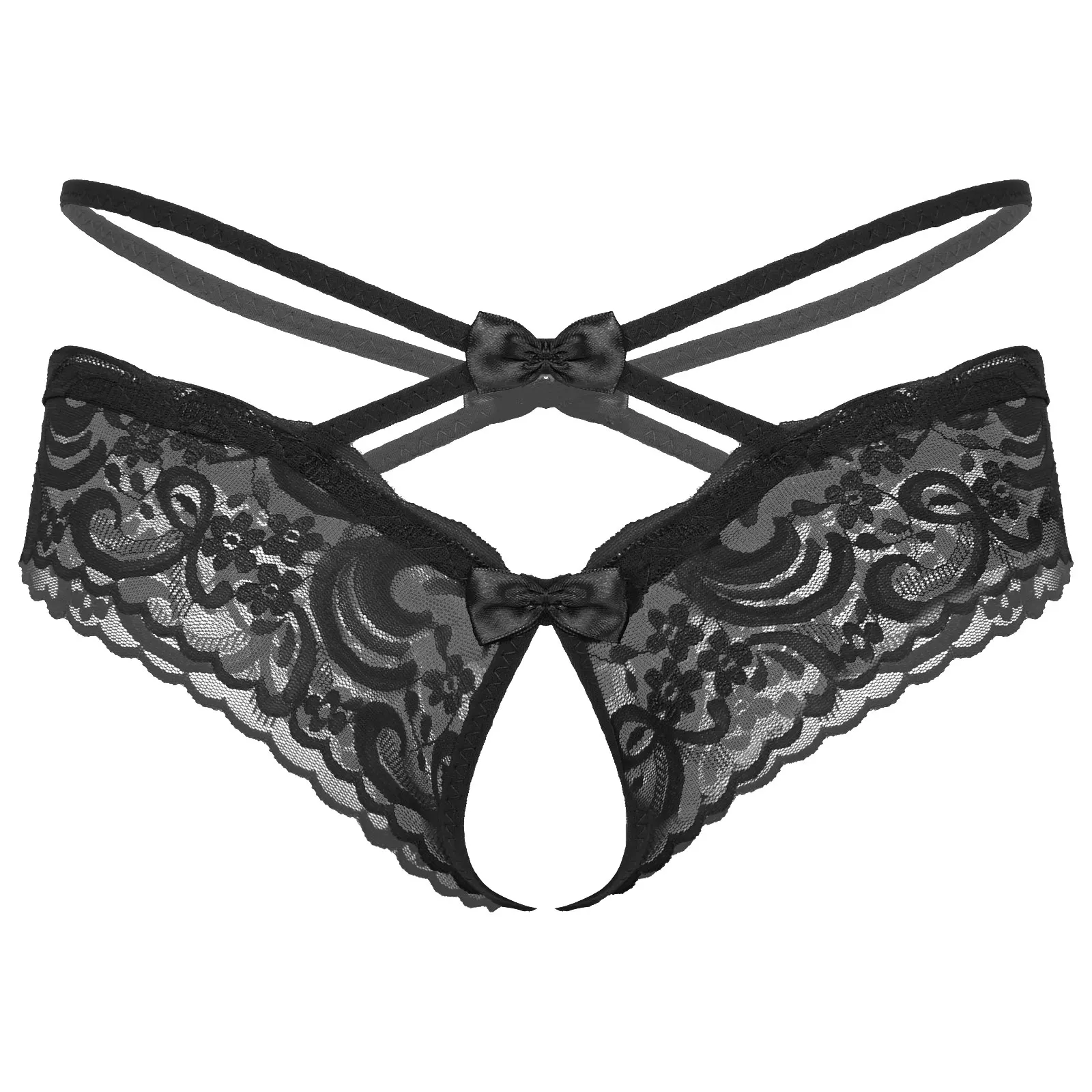 

Gay Mens Sexy Panties Lingerie Crotchless Sissy Briefs Underwear See-Through Mesh Lace Strappy Open Crotch Underpants Nightwear