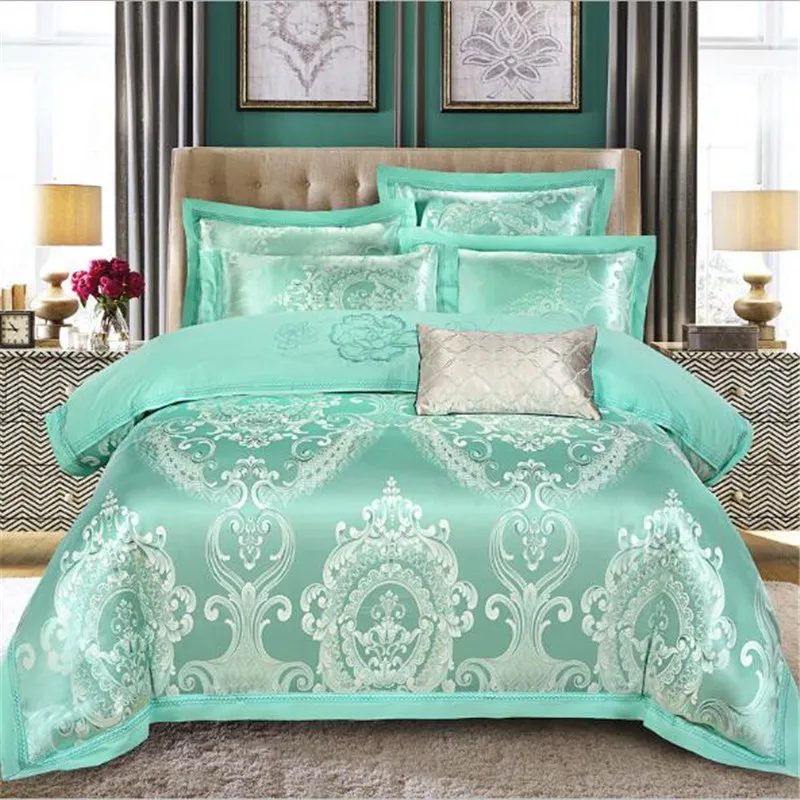 High-grade Luxury Jacquard Home Bedding Set Rose Flower European Style Duvet Cover Flat Bed Sheet Cotton Soft Pillowcases 4pcs